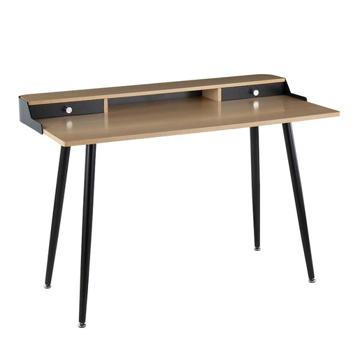 LumiSource Harvey Desk, Black Steel/Natural/Black/Nickel - OFD-HRVYNABK