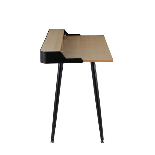 LumiSource Harvey Desk, Black Steel/Natural/Black/Nickel