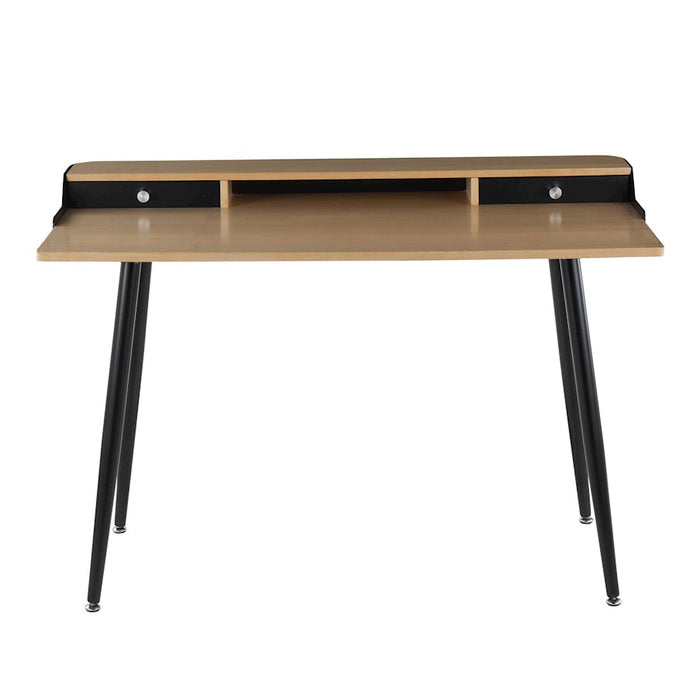 LumiSource Harvey Desk, Black Steel/Natural/Black/Nickel