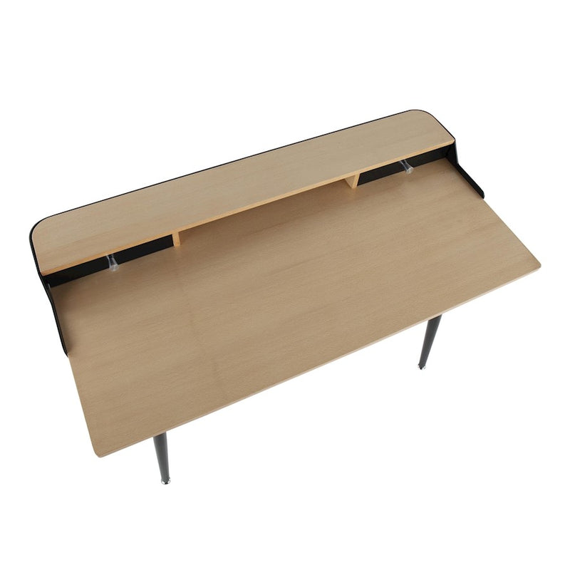 LumiSource Harvey Desk, Black Steel/Natural/Black/Nickel