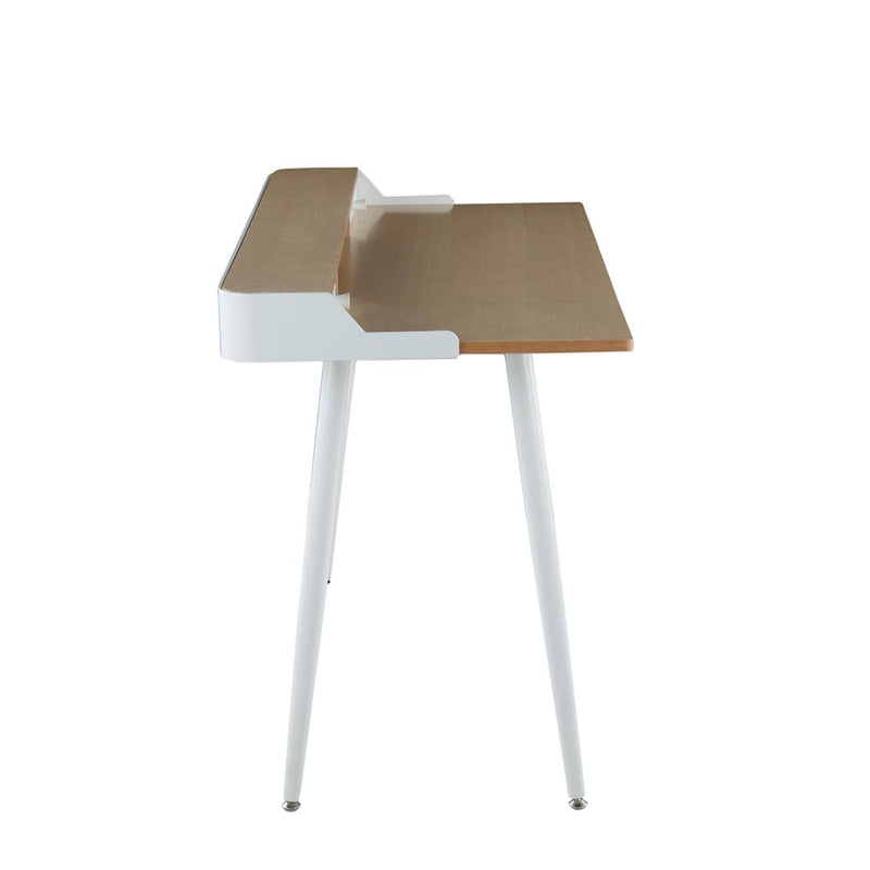 LumiSource Harvey Desk in White Steel/Natural Wood/White Wood