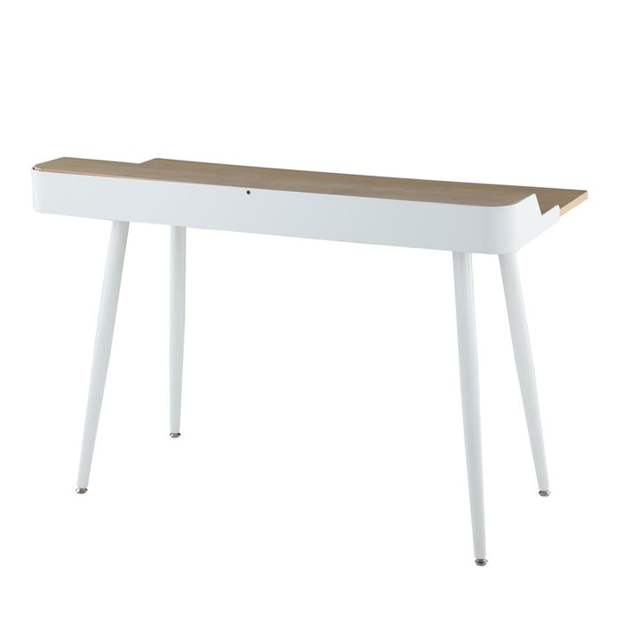 LumiSource Harvey Desk in White Steel/Natural Wood/White Wood