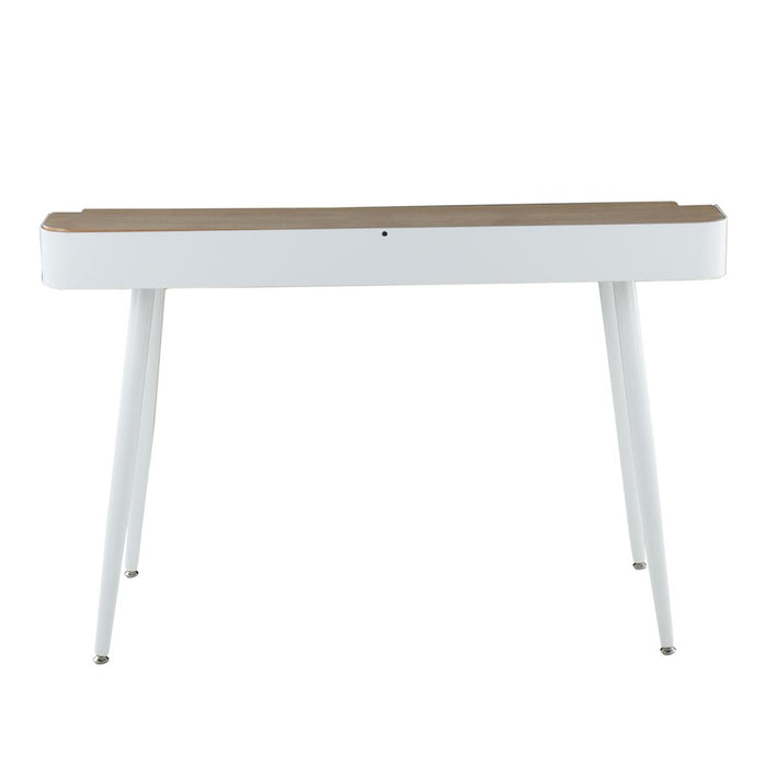 LumiSource Harvey Desk in White Steel/Natural Wood/White Wood