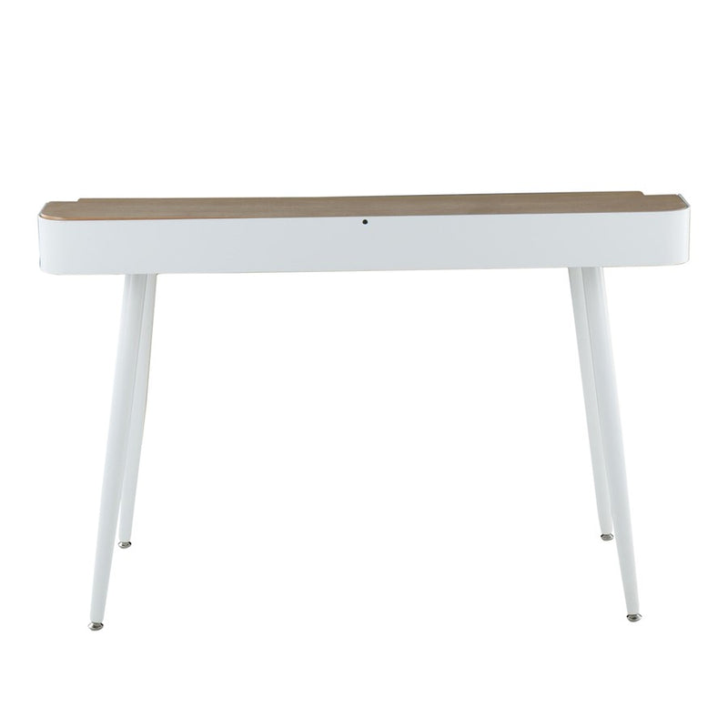 LumiSource Harvey Desk 48in W | Mid-Century White Steel & Natural Wood Top | Home Office & Study Desk | 48 x 24 x 33 in | Model OFD-HRVYNAW
