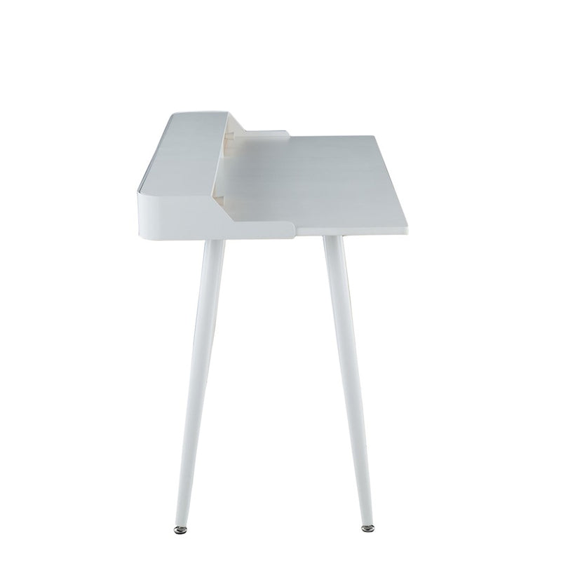 LumiSource Harvey Desk 48in W | Mid-Century White Steel & White Wood Top | Home Office & Study Desk | 48 x 24 x 33 in | Model OFD-HRVYWNA
