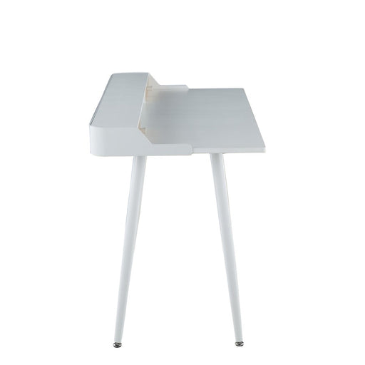LumiSource Harvey Desk in White Steel/White Wood/Natural Wood