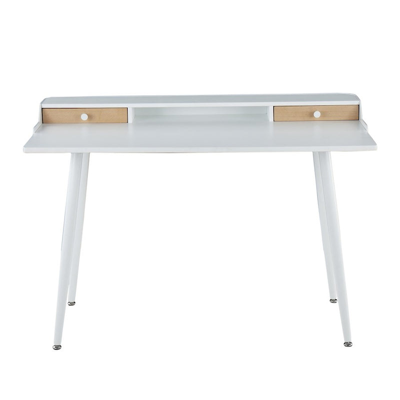 LumiSource Harvey Desk 48in W | Mid-Century White Steel & White Wood Top | Home Office & Study Desk | 48 x 24 x 33 in | Model OFD-HRVYWNA
