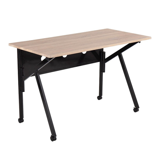 LumiSource K-Fold Desk in Black Steel/Natural MDF - OFD-KFOLDBKNA