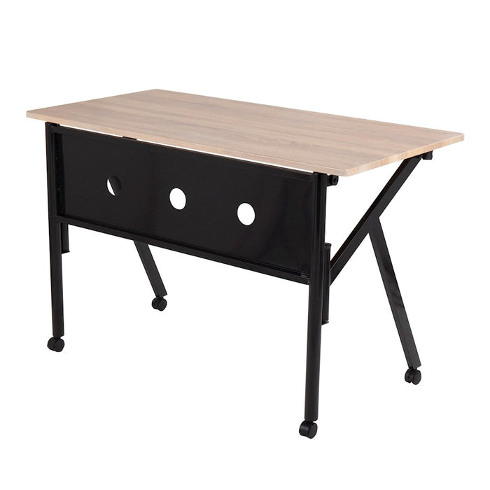 LumiSource K-Fold Desk in Black Steel/Natural MDF