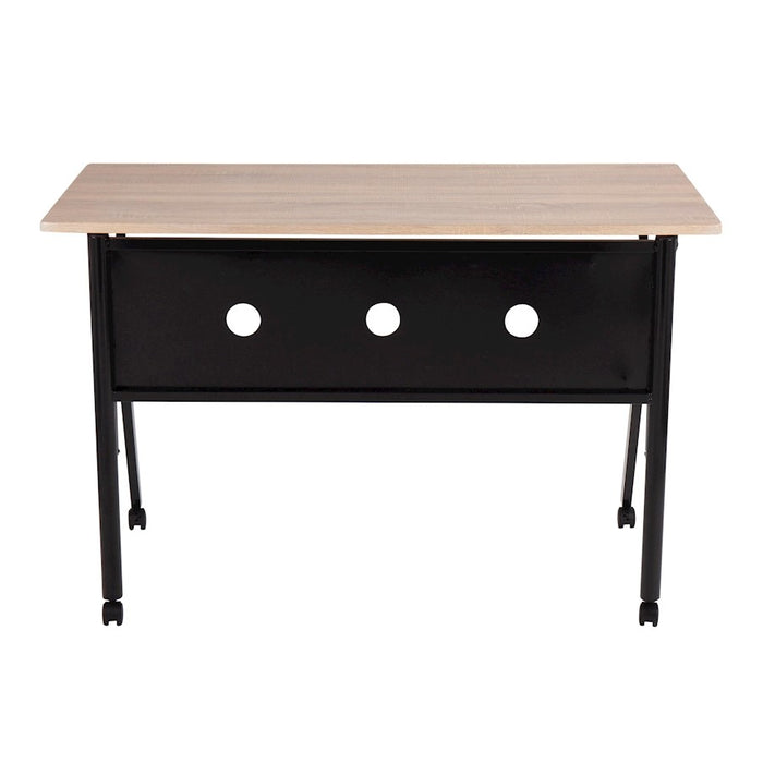 LumiSource K-Fold Desk in Black Steel/Natural MDF