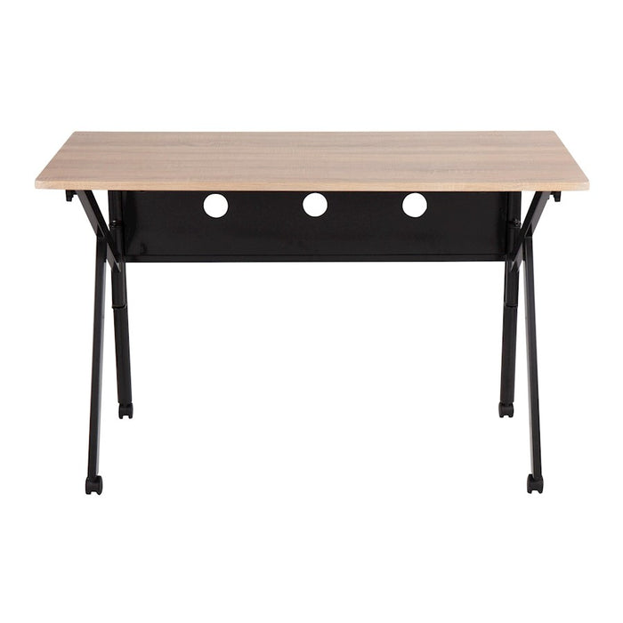 LumiSource K-Fold Desk in Black Steel/Natural MDF