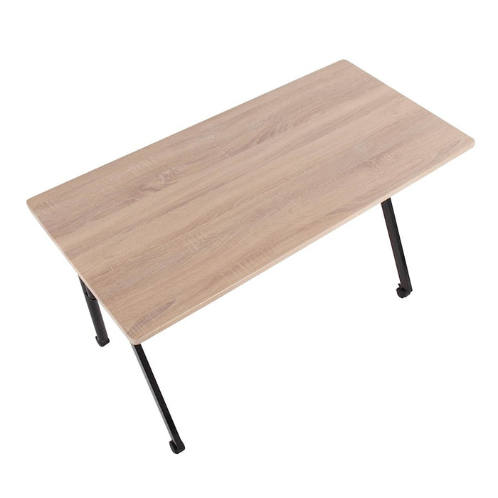 LumiSource K-Fold Desk in Black Steel/Natural MDF