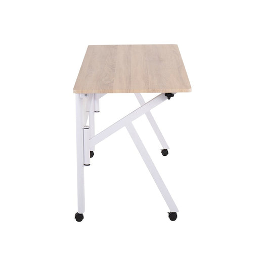 LumiSource K-Fold Desk in White Steel/Natural MDF