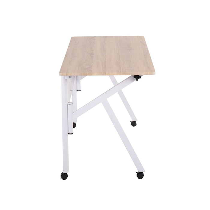 LumiSource K-Fold Desk in White Steel/Natural MDF