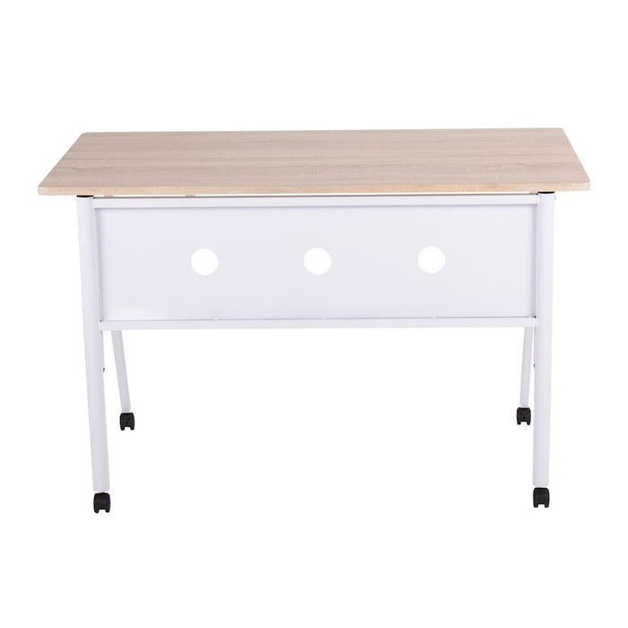 LumiSource K-Fold Desk in White Steel/Natural MDF