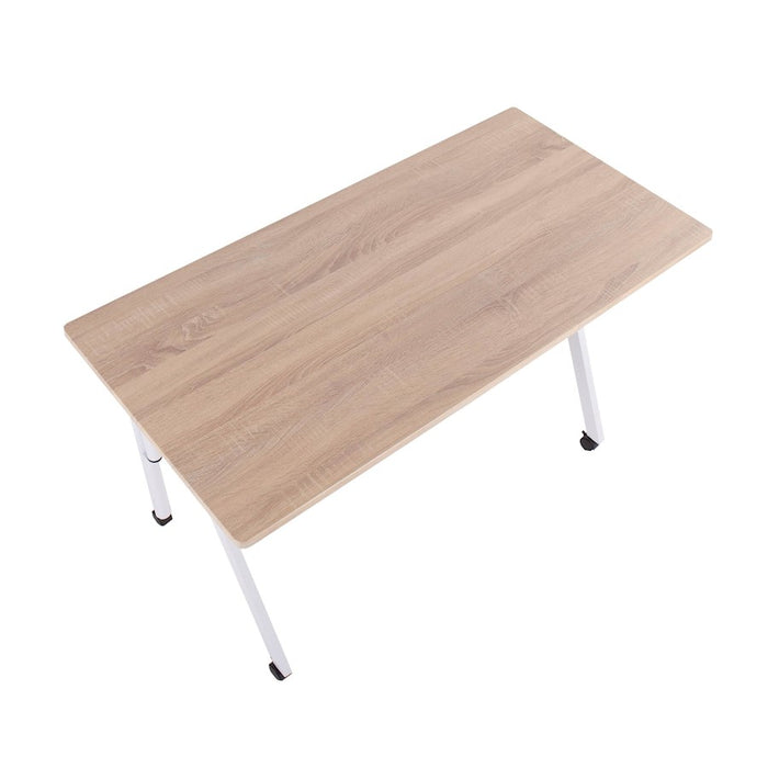 LumiSource K-Fold Desk in White Steel/Natural MDF