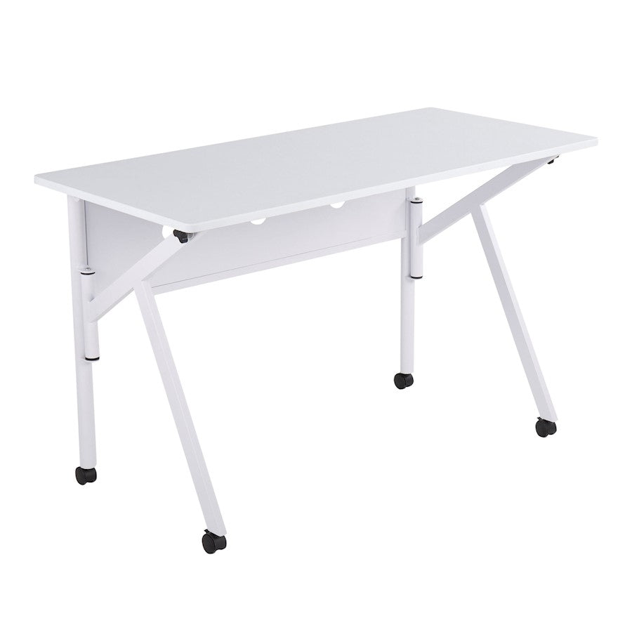 LumiSource K-Fold Desk in White Steel/White MDF - OFD-KFOLDWW