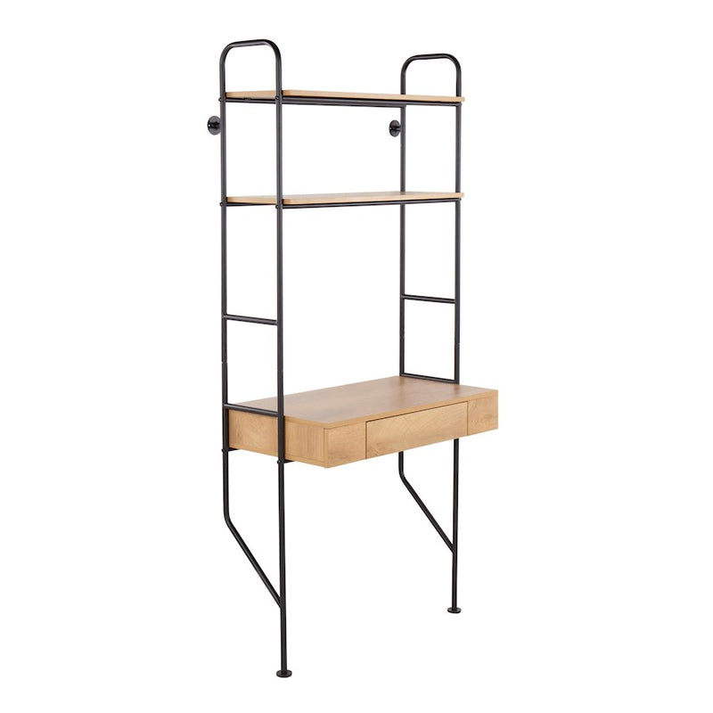 LumiSource Lean Desk in Black Steel/Brown Wood - OFD-LEANBKBN