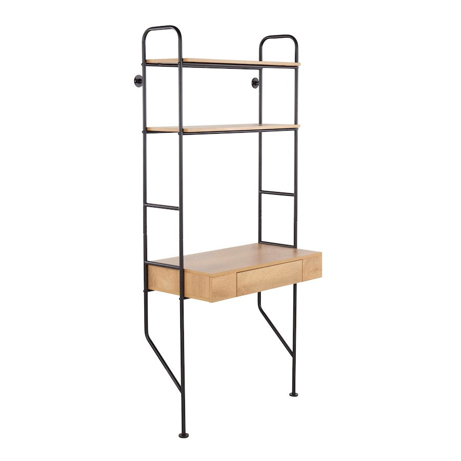LumiSource Lean Desk in Black Steel/Brown Wood - OFD-LEANBKBN