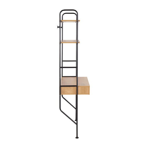 LumiSource Lean Desk in Black Steel/Brown Wood