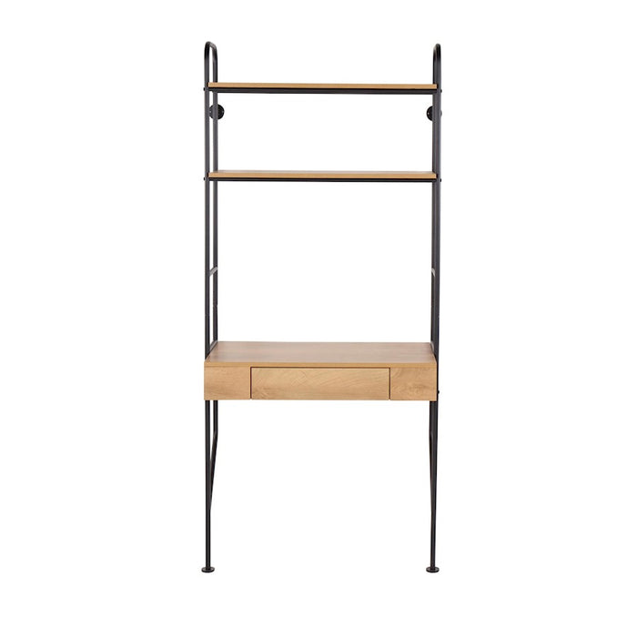 LumiSource Lean Desk in Black Steel/Brown Wood