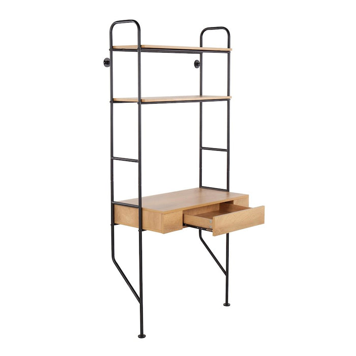 LumiSource Lean Desk in Black Steel/Brown Wood