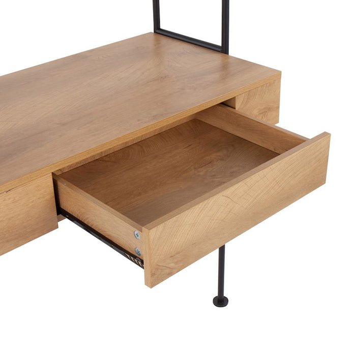 LumiSource Lean Desk in Black Steel/Brown Wood