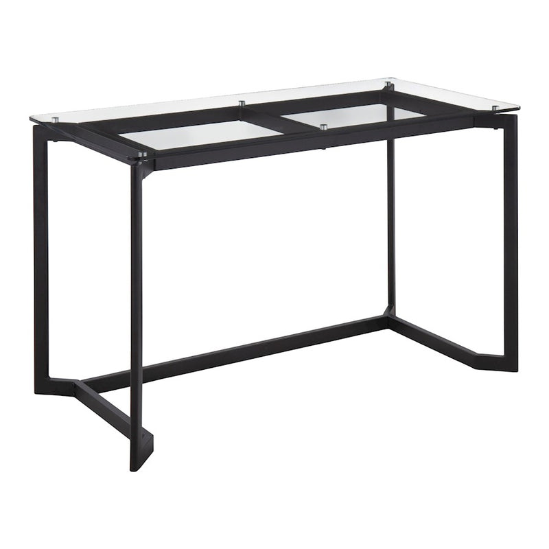 LumiSource Masters Office Desk 47in W | Modern Black Steel & Clear Glass Top | Home Office & Workspace Desk | 47 x 24 x 30 in | Model OFD-MSTRBKCL