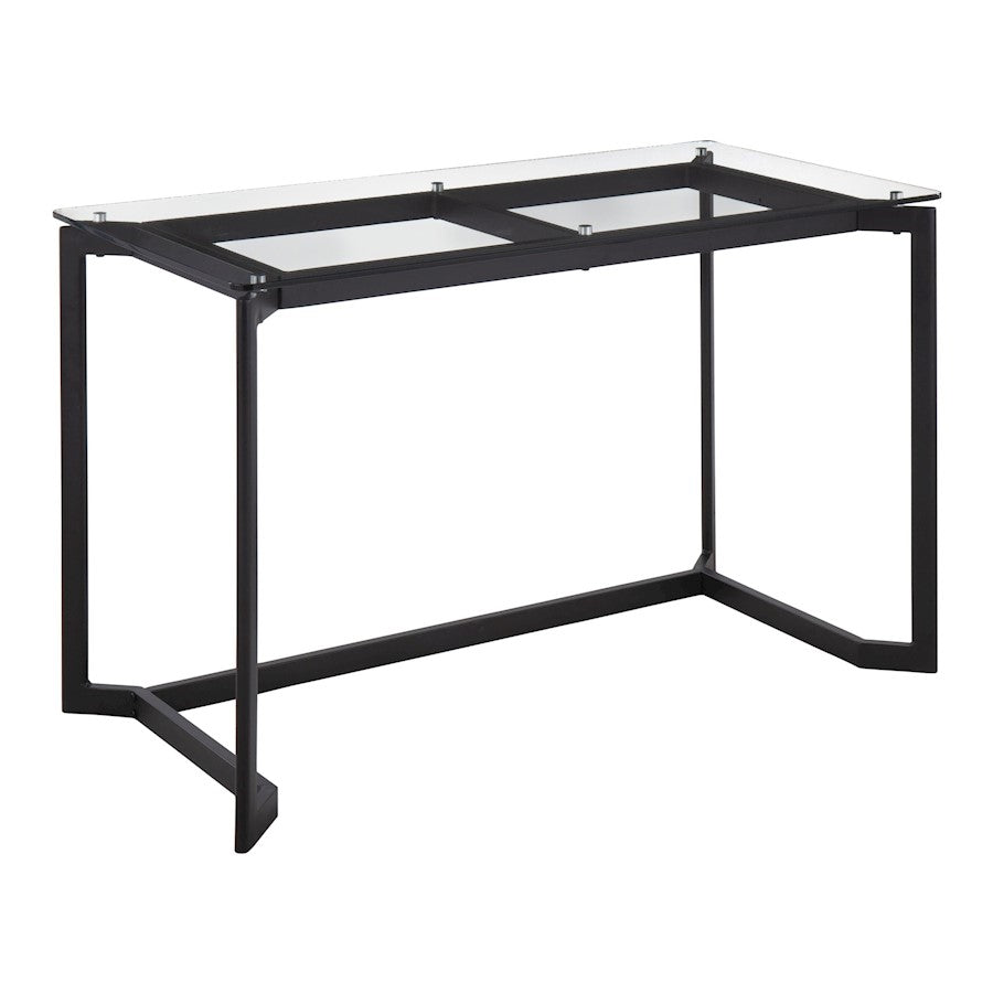 LumiSource Masters Office Desk in Black Steel/Clear Glass - OFD-MSTRBKCL