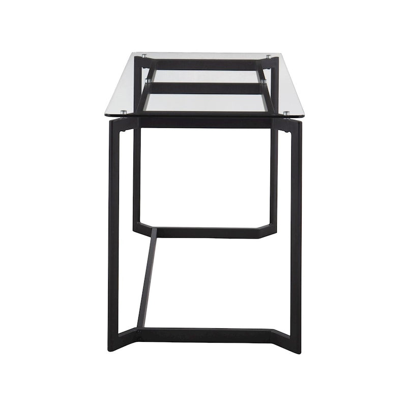 LumiSource Masters Office Desk 47in W | Modern Black Steel & Clear Glass Top | Home Office & Workspace Desk | 47 x 24 x 30 in | Model OFD-MSTRBKCL
