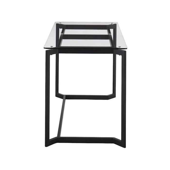 LumiSource Masters Office Desk in Black Steel/Clear Glass