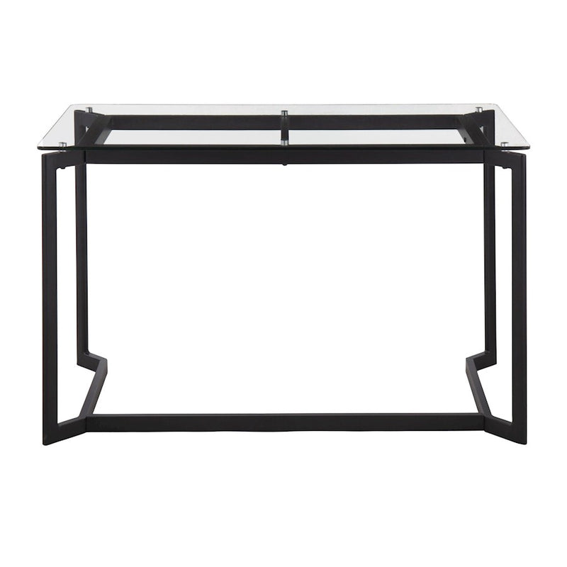LumiSource Masters Office Desk 47in W | Modern Black Steel & Clear Glass Top | Home Office & Workspace Desk | 47 x 24 x 30 in | Model OFD-MSTRBKCL