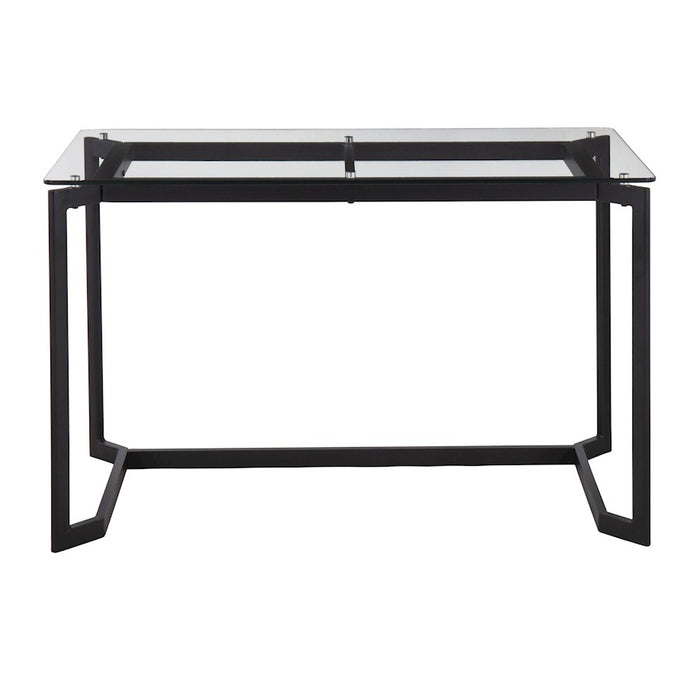 LumiSource Masters Office Desk in Black Steel/Clear Glass