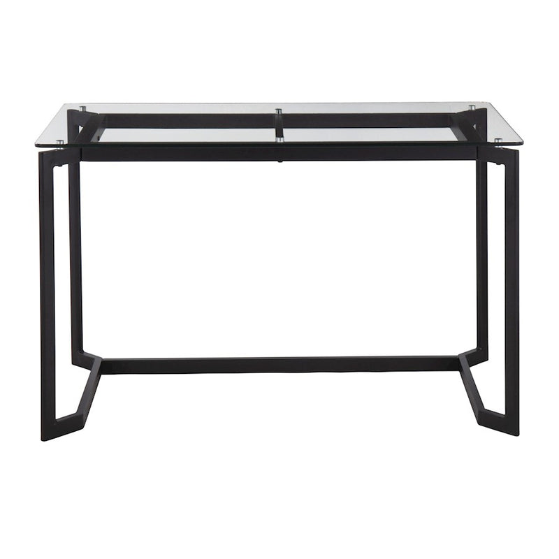 LumiSource Masters Office Desk 47in W | Modern Black Steel & Clear Glass Top | Home Office & Workspace Desk | 47 x 24 x 30 in | Model OFD-MSTRBKCL