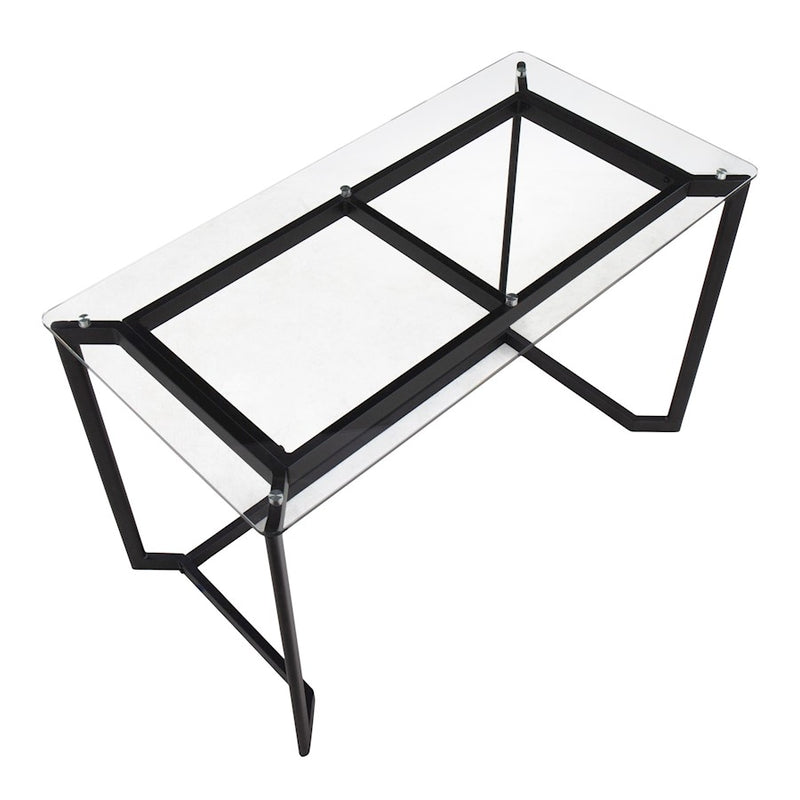 LumiSource Masters Office Desk 47in W | Modern Black Steel & Clear Glass Top | Home Office & Workspace Desk | 47 x 24 x 30 in | Model OFD-MSTRBKCL