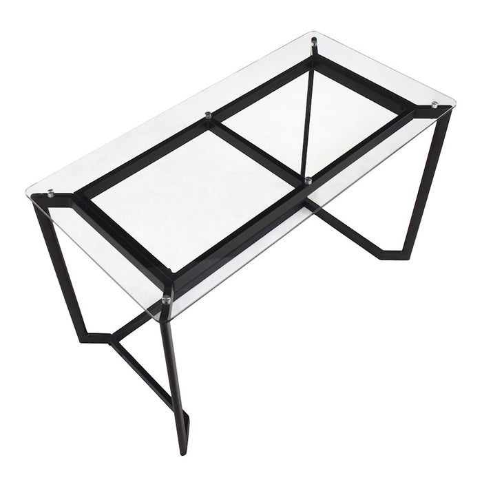 LumiSource Masters Office Desk in Black Steel/Clear Glass