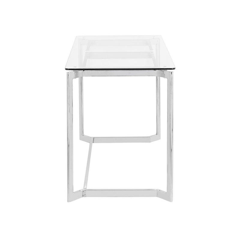 LumiSource Masters Office Desk in Mirrored Chrome/Clear Glass