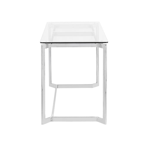 LumiSource Masters Office Desk in Mirrored Chrome/Clear Glass