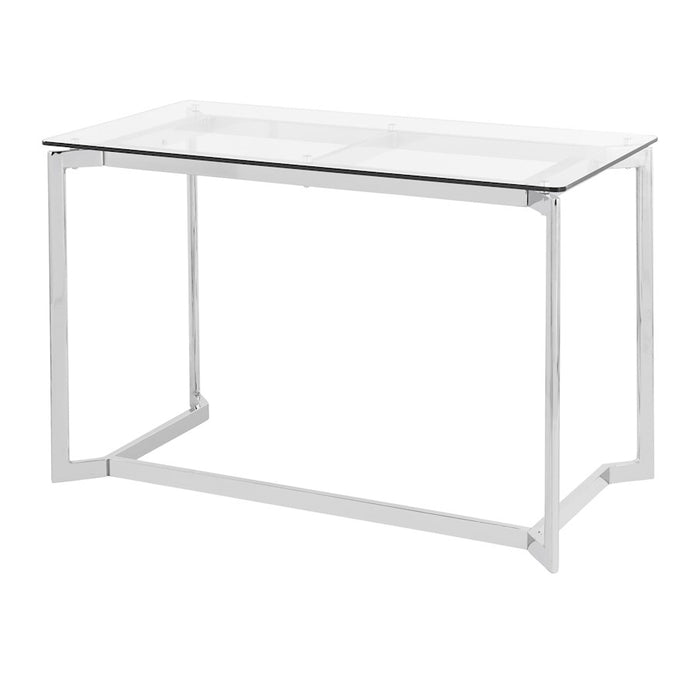 LumiSource Masters Office Desk in Mirrored Chrome/Clear Glass