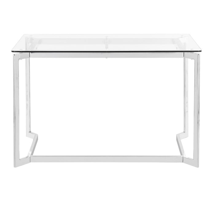 LumiSource Masters Office Desk in Mirrored Chrome/Clear Glass