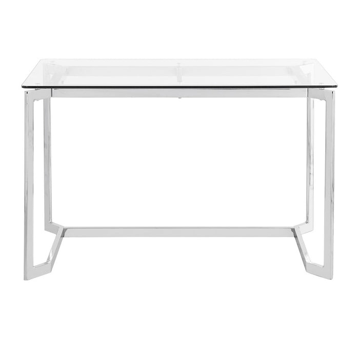 LumiSource Masters Office Desk in Mirrored Chrome/Clear Glass