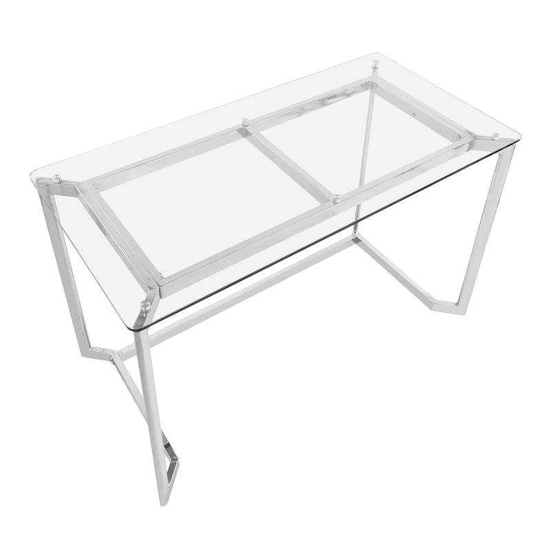 LumiSource Masters Office Desk in Mirrored Chrome/Clear Glass