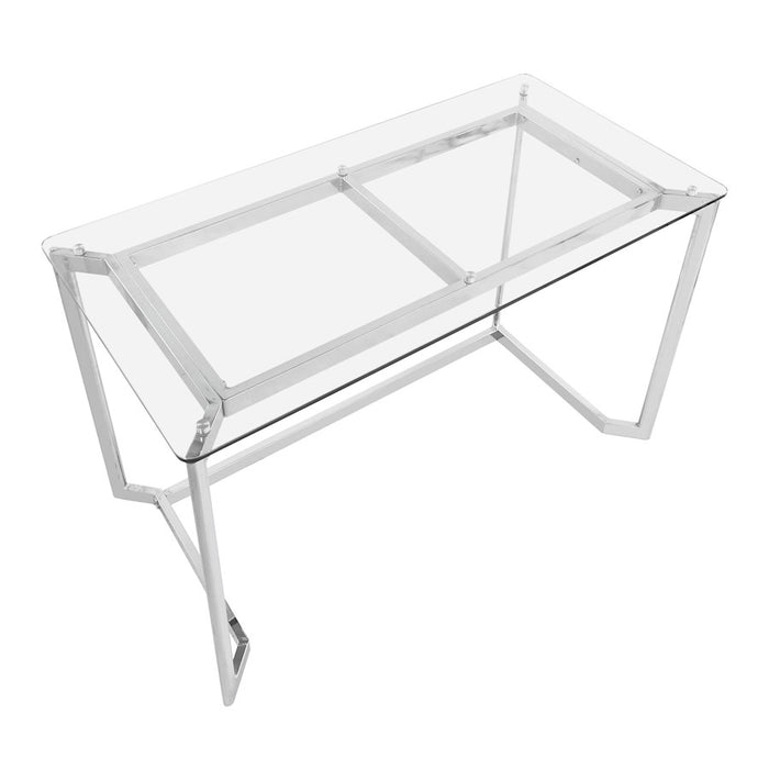 LumiSource Masters Office Desk in Mirrored Chrome/Clear Glass