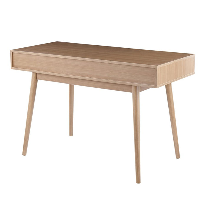 LumiSource Pebble Double Desk in Natural Wood/White Wood