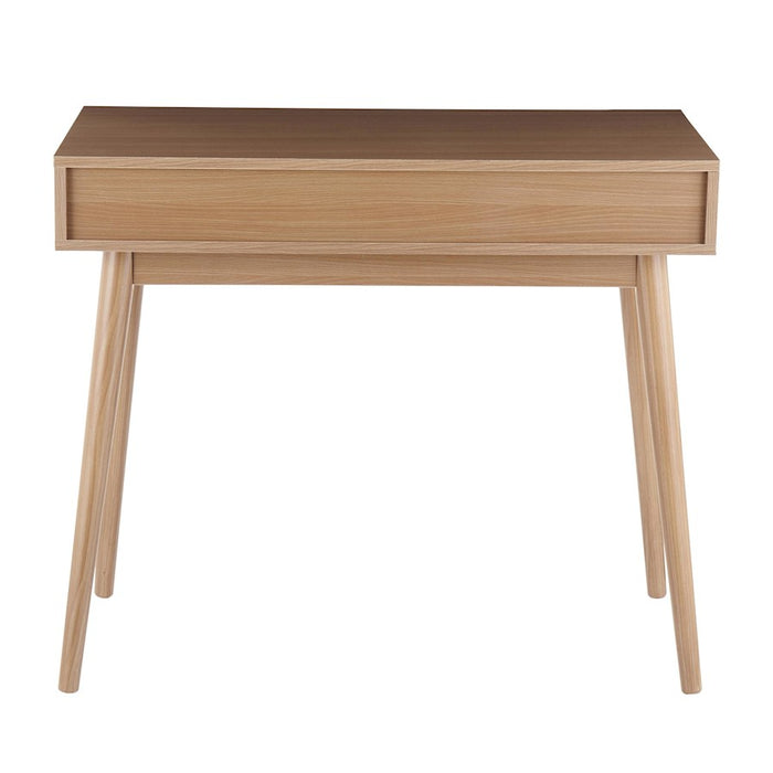 LumiSource Pebble Desk in Natural Wood/White Wood