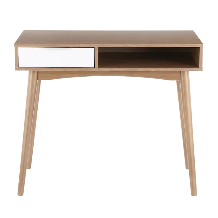 LumiSource Pebble Desk in Natural Wood/White Wood