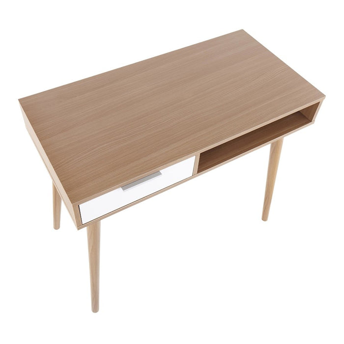 LumiSource Pebble Desk in Natural Wood/White Wood
