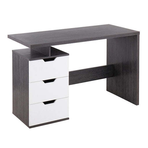 LumiSource Quinn Desk in Charcoal Wood/White Wood - OFD-QUINNCHAR