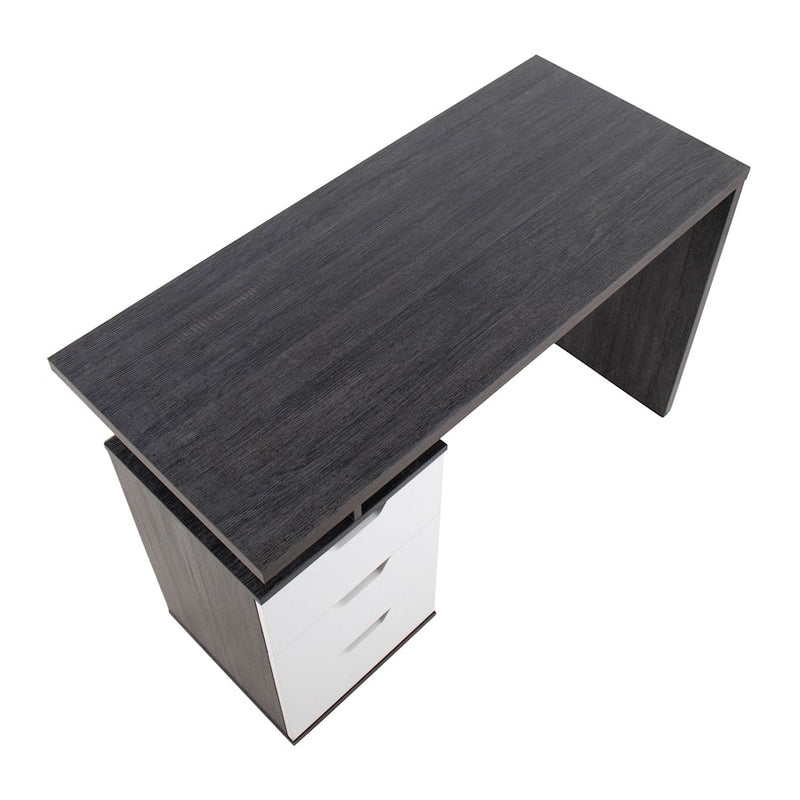 LumiSource Quinn Desk in Charcoal Wood/White Wood
