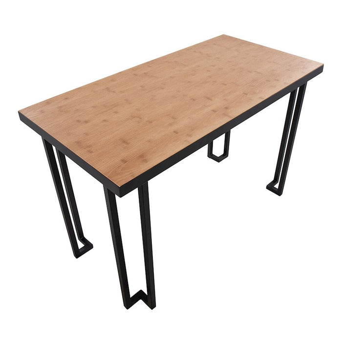 LumiSource Roman Desk in Black Steel/Natural Wood